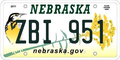 NE license plate ZBI951