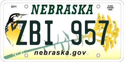 NE license plate ZBI957