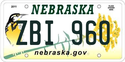 NE license plate ZBI960