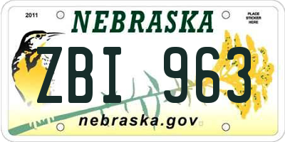 NE license plate ZBI963
