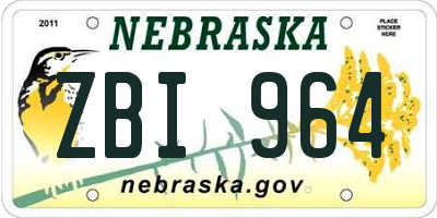 NE license plate ZBI964