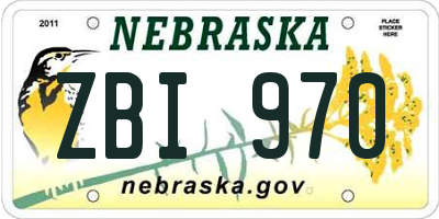 NE license plate ZBI970