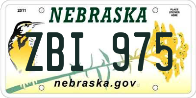 NE license plate ZBI975