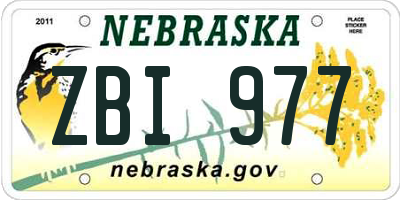 NE license plate ZBI977