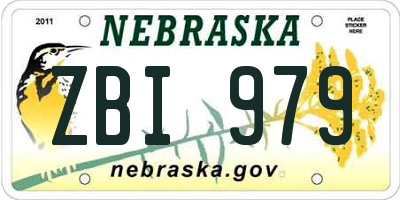 NE license plate ZBI979