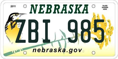 NE license plate ZBI985