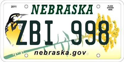 NE license plate ZBI998