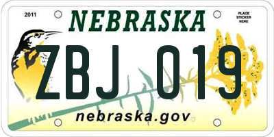 NE license plate ZBJ019