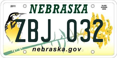 NE license plate ZBJ032