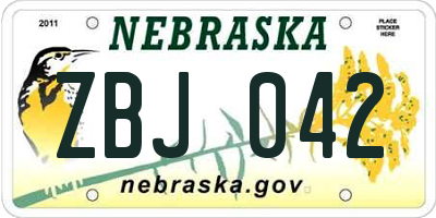 NE license plate ZBJ042