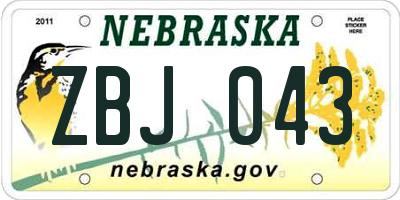 NE license plate ZBJ043