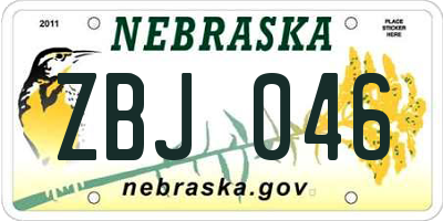 NE license plate ZBJ046