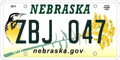 NE license plate ZBJ047