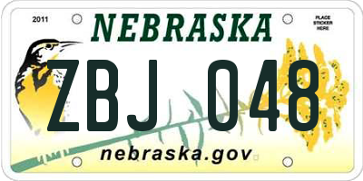 NE license plate ZBJ048