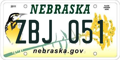 NE license plate ZBJ051