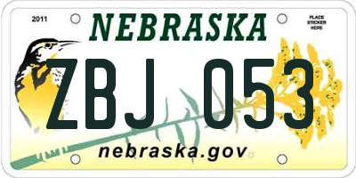 NE license plate ZBJ053