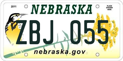 NE license plate ZBJ055