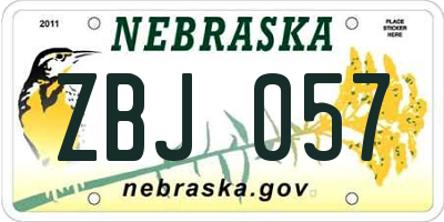 NE license plate ZBJ057