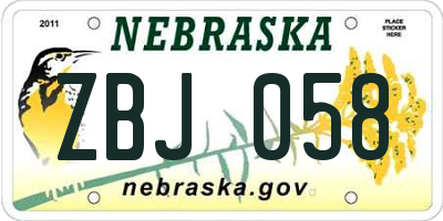NE license plate ZBJ058