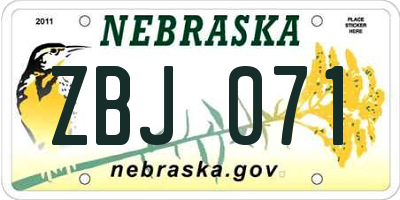 NE license plate ZBJ071