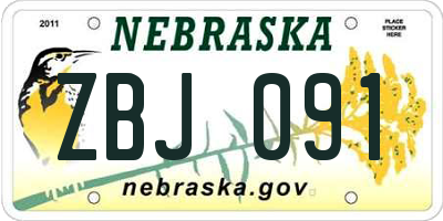 NE license plate ZBJ091