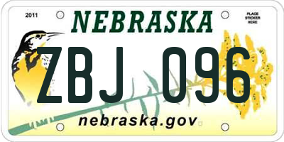NE license plate ZBJ096