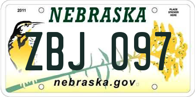 NE license plate ZBJ097