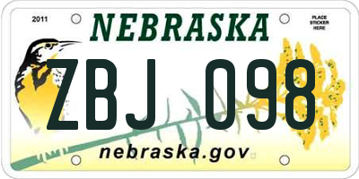 NE license plate ZBJ098