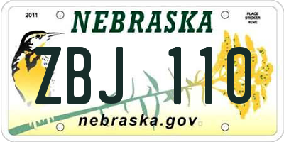 NE license plate ZBJ110