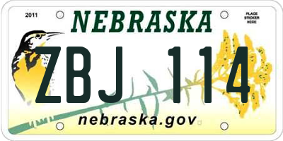 NE license plate ZBJ114