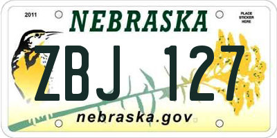 NE license plate ZBJ127