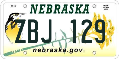 NE license plate ZBJ129
