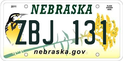 NE license plate ZBJ131
