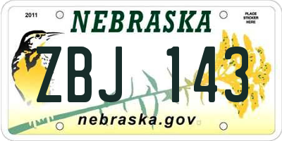 NE license plate ZBJ143
