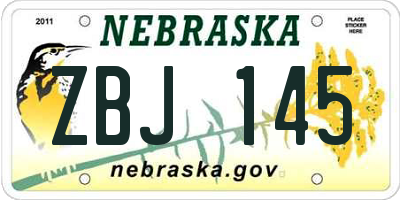 NE license plate ZBJ145