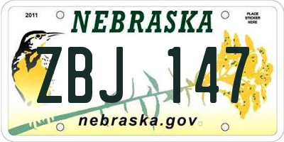 NE license plate ZBJ147