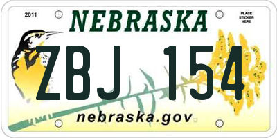 NE license plate ZBJ154