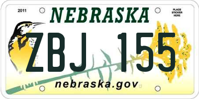 NE license plate ZBJ155