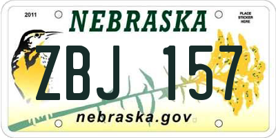 NE license plate ZBJ157