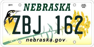 NE license plate ZBJ162