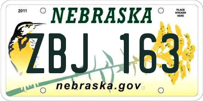 NE license plate ZBJ163