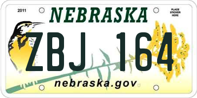 NE license plate ZBJ164