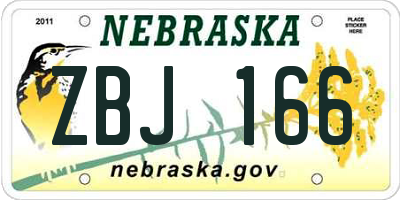 NE license plate ZBJ166