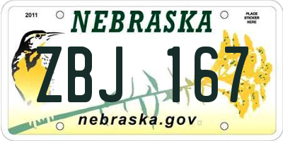 NE license plate ZBJ167