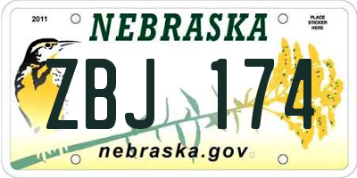 NE license plate ZBJ174
