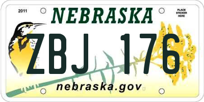 NE license plate ZBJ176