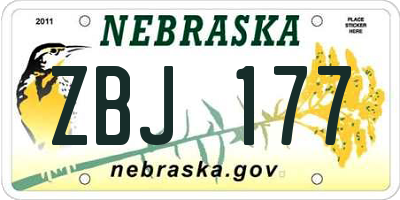 NE license plate ZBJ177