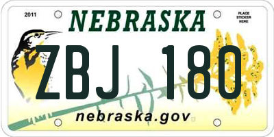 NE license plate ZBJ180