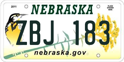 NE license plate ZBJ183