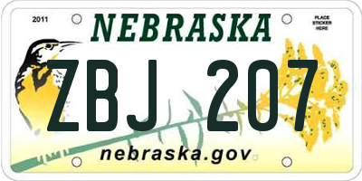 NE license plate ZBJ207